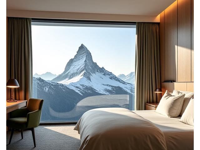 Luxuriöses Hotelzimmer mit Matterhornblick und modernem Design