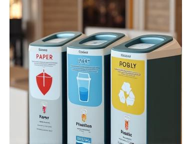 Recyclingbehälter für verschiedene Abfallarten in einem Hotel